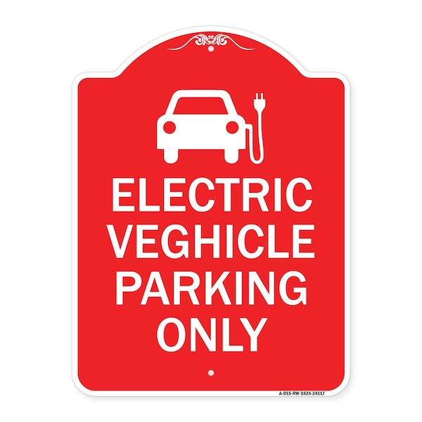 Signmission Electric Vehicle Parking W/ Graphic, Red & White Aluminum Sign, 18" x 24", RW-1824-24117 A-DES-RW-1824-24117 - main